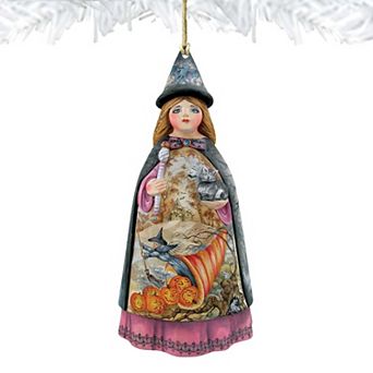 Halloween Witch Wooden Holiday Ornament by G. DeBrekht - Thanksgiving Halloween Decor