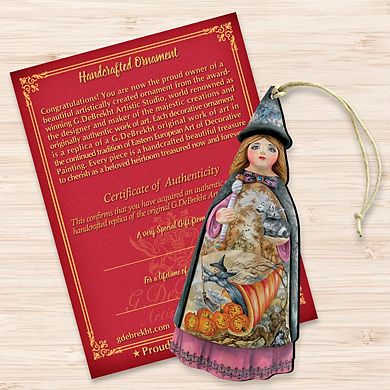 Halloween Witch Wooden Holiday Ornament by G. DeBrekht - Thanksgiving Halloween Decor