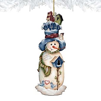 Freezing Frank Wooden Christmas Ornament by J. Mills-Price - Christmas Santa Snowman Decor
