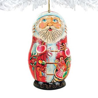 Gift Bag Santa Nesting Doll Wooden Christmas Ornament by G. DeBrekht - Christmas Santa Snowman Decor