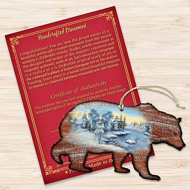 Grizzly Christmas Wooden Ornament by G. DeBrekht - Wildlife Holiday Decor