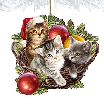 Christmas Kittens Wooden Christmas Ornament by Gelsinger - Christmas Decor