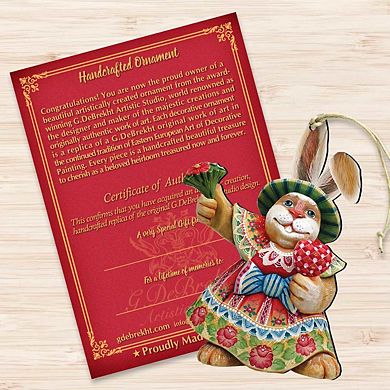 Mamie Bunny Wooden Holiday Ornament Easter by G. DeBrekht - Easter Spring Decor