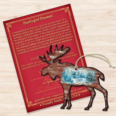 Woodsy Moose Christmas Wooden Christmas Ornament by G. DeBrekht - Wildlife Holiday Decor