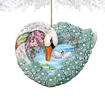 Swan Love Wooden Holiday Ornament by G. DeBrekht - Love Family Kids Decor