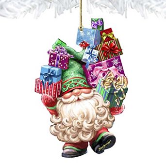 Gift Giver Gnome Dwarf Wreath Wooden Christmas Ornament by Gelsinger - Christmas Decor