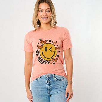 Simply Sage Market S.W.Smiley Be Happy Butterflies Short Sleeve Tee