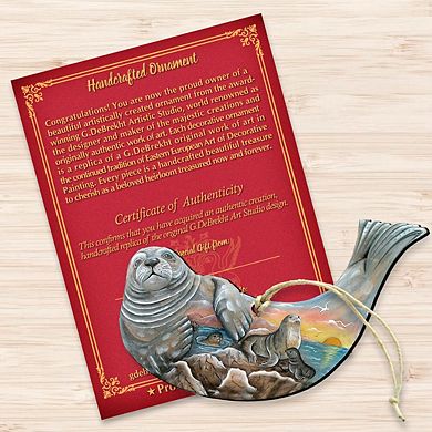 Seal Wooden Holiday Ornament by G. DeBrekht - Coastal Holiday Decor