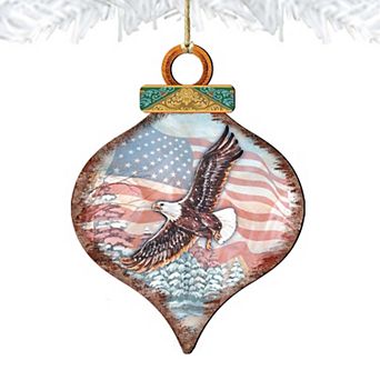 American Eagle Drop Wooden Christmas Ornament by G. DeBrekht - American Christmas Decor