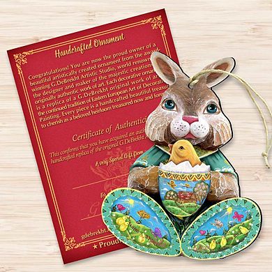 Easter Bunny Christmas Wooden Ornament by G. DeBrekht - Christmas Decor