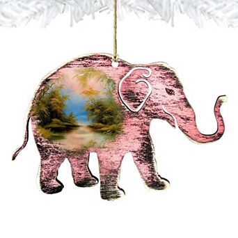 Rustic Elephant Wooden Holiday Ornament by G. DeBrekht - Wildlife Holiday Decor