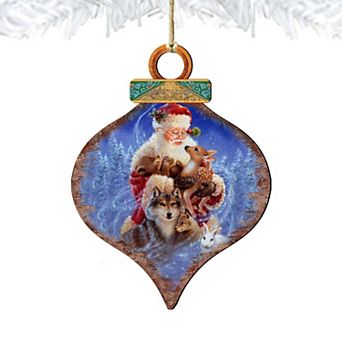 Santa Little Friends Drop Wooden Christmas Ornament by Gelsinger - Christmas Santa Snowman Decor