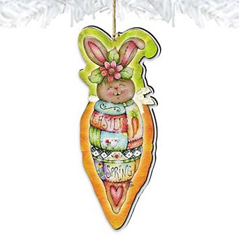 Carrot Bonney Wooden Holiday Ornament Spring by J. Mills-Price - Easter Spring Decor