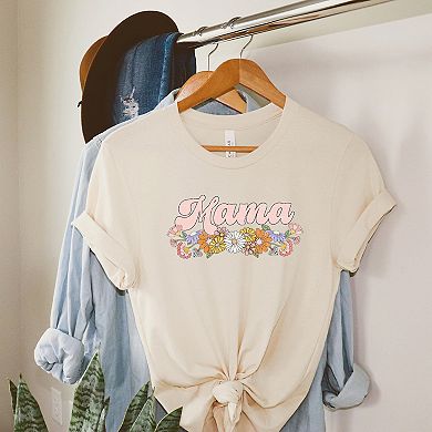 Mama Flowers Grunge Short Sleeve Graphic tee