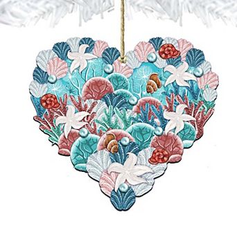 Coastal Heart Wooden Holiday Ornament by G. DeBrekht - Coastal Holiday Decor