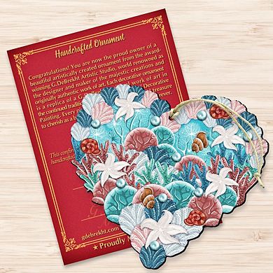 Coastal Heart Wooden Holiday Ornament by G. DeBrekht - Coastal Holiday Decor