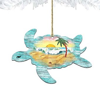 Turtle Wooden Holiday Ornament by G. DeBrekht - Coastal Holiday Decor