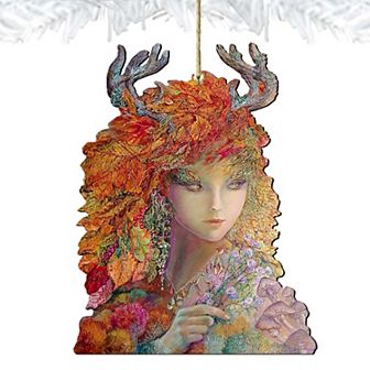 Autumn Wooden Holiday Ornament by Josephine Wall - Thanksgiving Halloween Decor