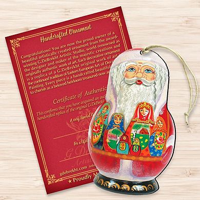 Matreshka Santa Doll Wooden Ornament by G. DeBrekht - Christmas Santa Snowman Decor