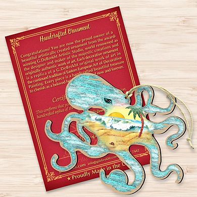 Octopus Wooden Holiday Ornament by G. DeBrekht - Coastal Holiday Decor