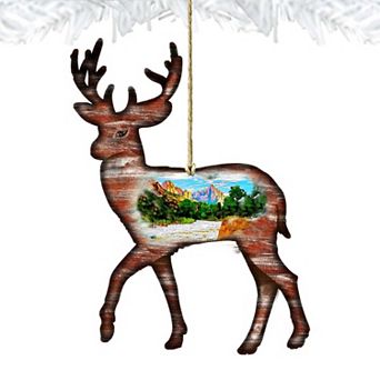 Deer Wooden Holiday Ornament by G. DeBrekht - Wildlife Holiday Decor
