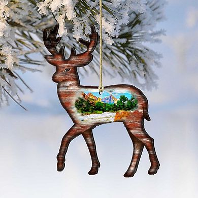 Deer Wooden Holiday Ornament by G. DeBrekht - Wildlife Holiday Decor