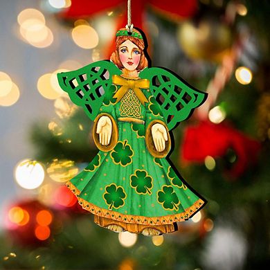 Irish Angel Wooden Holiday Ornament by G. DeBrekht - Nativity Holiday Decor
