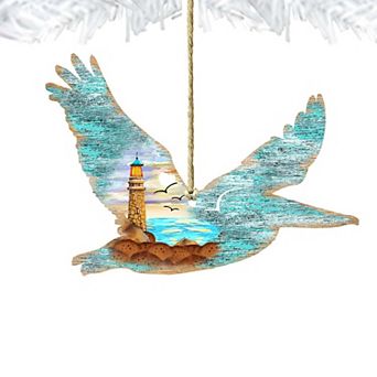 Pelican Wooden Holiday Ornament by G. DeBrekht - Coastal Holiday Decor