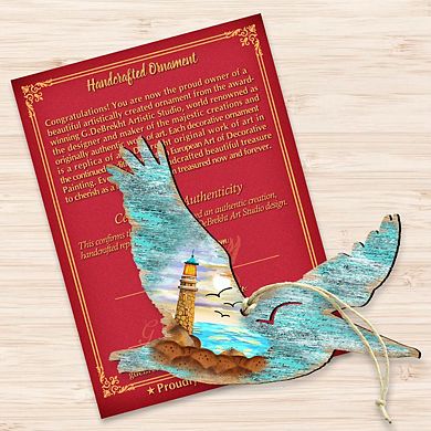 Pelican Wooden Holiday Ornament by G. DeBrekht - Coastal Holiday Decor