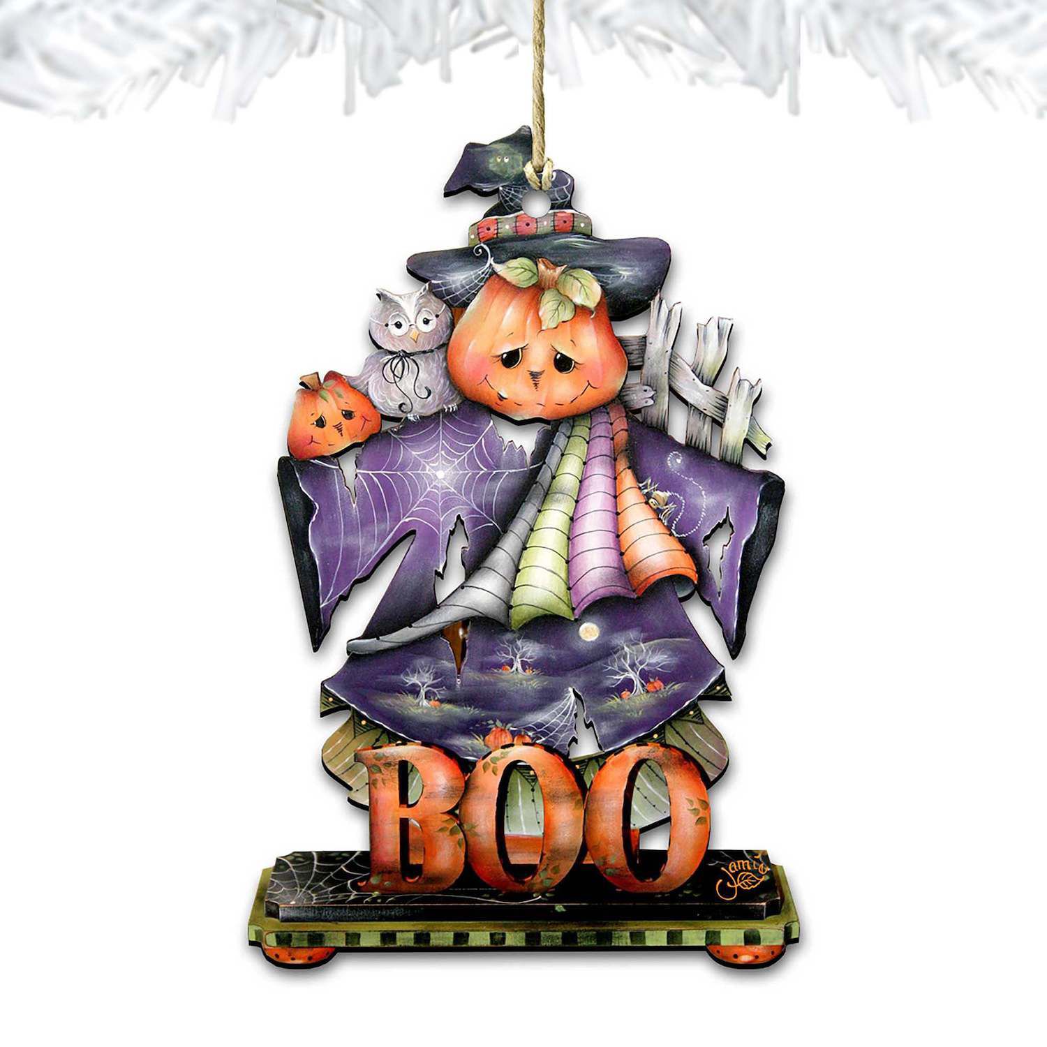 Designocracy Hello Halloween Boots Wooden Ornament by J. Mills