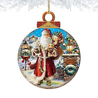 Silent Night Santa Wooden Christmas Ornament by Gelsinger - Christmas Santa Snowman Decor