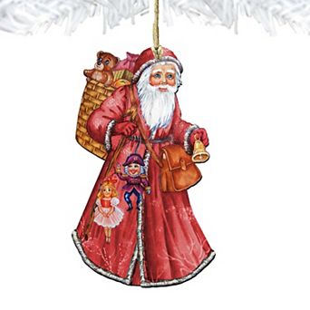 Saint Nick Christmas Wooden Christmas Ornament by G. DeBrekht - Christmas Santa Snowman Decor
