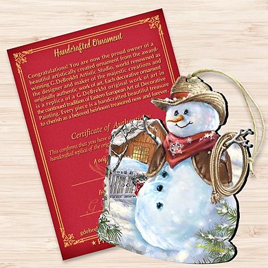 Cowboy Snowman Wooden Christmas Ornament by Gelsinger - Christmas Santa Snowman Decor