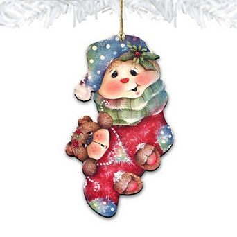 Bearly Hanging on Wooden Christmas Ornament by J. Mills-Price - Christmas Decor