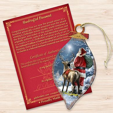 Starry Night Santa Cone Wooden Christmas Ornament by Gelsinger - Christmas Santa Snowman Decor