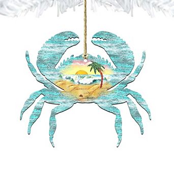 Crab Wooden Holiday Ornament by G. DeBrekht - Coastal Holiday Decor