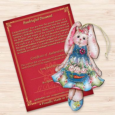 Pocketful of Bunnies Wooden Ornament by J. Mills-Price - Easter Spring Decor