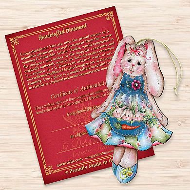 Pocketful of Bunnies Wooden Holiday Ornament by J. Mills-Price - Easter Spring Decor