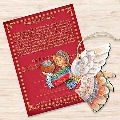 Flying Easter Angel Wooden Holiday Ornament by G. DeBrekht - Easter Spring Decor