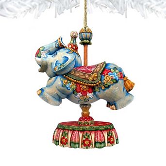 Carousel Elephant Wooden Holiday Ornament by G. DeBrekht - Carousel Holiday Decor