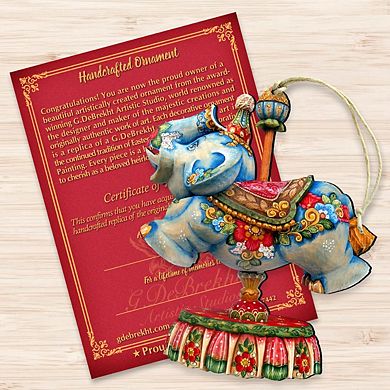 Carousel Elephant Wooden Holiday Ornament by G. DeBrekht - Carousel Holiday Decor