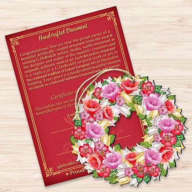 Flowers Summer Wreath Wooden Holiday Ornament by G. DeBrekht - Easter Spring Decor