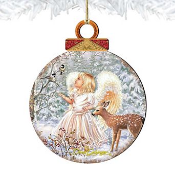 Woodland Angel Deer Wooden Holiday Ornament by Gelsinger - Nativity Holiday Decor