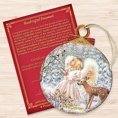 Woodland Angel Deer Wooden Holiday Ornament by Gelsinger - Nativity Holiday Decor