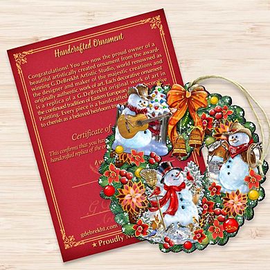 Western Snowy Wreath Wooden Christmas Ornament by Gelsinger - Christmas Decor