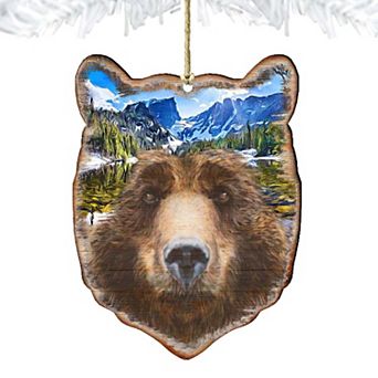 Bear Face Wooden Holiday Ornament by G. DeBrekht - Wildlife Holiday Decor