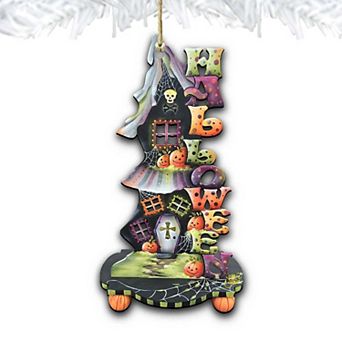 Halloween Candle Holder Wooden Holiday Ornament by J. Mills-Price - Thanksgiving Halloween Decor