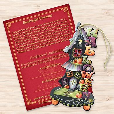 Halloween Candle Holder Wooden Holiday Ornament by J. Mills-Price - Thanksgiving Halloween Decor