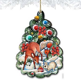 Forest Christmas Tree Wooden Christmas Ornament by G. DeBrekht - Wildlife Holiday Decor