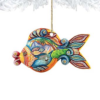 Paradise Fish Christmas Wooden Christmas Ornament by G. DeBrekht - Coastal Holiday Decor
